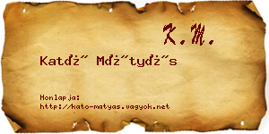 Kató Mátyás névjegykártya
