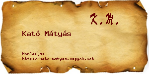 Kató Mátyás névjegykártya